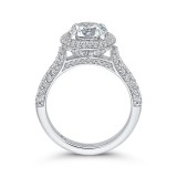 Shah Luxury 14K White Gold Round Diamond Double Halo Engagement Ring (Semi-Mount) photo 4