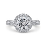 Shah Luxury 14K White Gold Round Diamond Double Halo Engagement Ring (Semi-Mount) photo