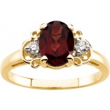 14K Yellow Mozambique Garnet & .06 CTW Diamond Accented Ring photo 2