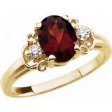 14K Yellow Mozambique Garnet & .06 CTW Diamond Accented Ring photo