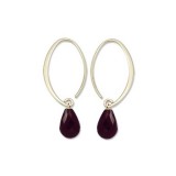 14Ky Mini Simple Sweep Garnet Hoop Earrings photo