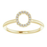 14K Yellow .08 CTW Diamond Initial O Ring photo 3