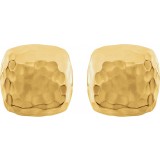 14K Yellow Hammered Square Earrings photo 2