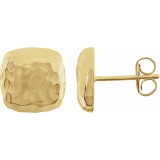 14K Yellow Hammered Square Earrings photo
