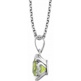 14K White Peridot & .05 CTW Diamond 18 Necklace photo 2