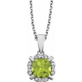 14K White Peridot & .05 CTW Diamond 18 Necklace photo