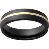 Black Diamond Ceramic Domed Band with 1mm 18K yellow gold Inlay photo
