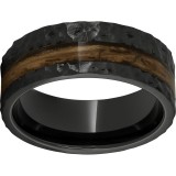 Black Diamond Ceramic Pipe Cut Band with Bourbon Barrel Aged Off-Center Inlay and Moon Finish photo