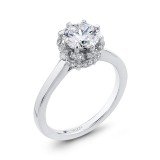 Shah Luxury 14K White Gold Round Cut Diamond Engagement Ring (Semi-Mount) photo 2