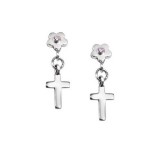 Sterling Silver Sapphire Flower with Cross earrings photo