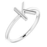 14K White Initial K Ring photo
