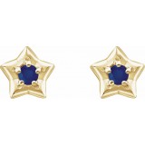 14K Yellow 3 mm Round September Youth Star Birthstone Earrings photo 2