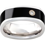 Serinium Square Band with Black CeramicInlay and One .06 Round Brilliant Diamond photo