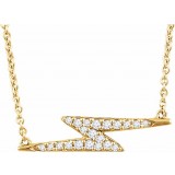 14K Yellow 1/8 CTW Diamond Lightning Bolt 16-18 Necklace photo