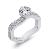 Shah Luxury 14K White Gold Round Diamond Engagement Ring (Semi-Mount) photo 2