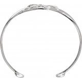 14K White .05 CTW Diamond Leaf Design Cuff Bracelet photo 2