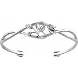 14K White .05 CTW Diamond Leaf Design Cuff Bracelet photo