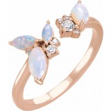 14K Rose Australian Opal & 1/10 CTW Diamond Negative Space Ring photo