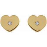 14K Yellow .01 CTW Diamond Solitaire Heart Youth Earrings photo 2