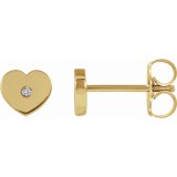 14K Yellow .01 CTW Diamond Solitaire Heart Youth Earrings photo