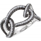 14K White 1 5/8 CTW Black & White Diamond Interlocking Ring photo