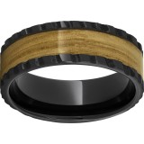 Black Diamond Ceramic Pipe Cut Band with Chardonnay Barrel Aged Inlay and Notched Edge photo