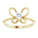 14K Yellow 4x3 mm Oval April Youth Butterfly Birthstone Ring photo 3