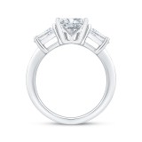 Shah Luxury 14K White Gold Three Stone Engagement Ring Center Oval with Bullet-cut sides Diamond photo 4