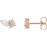 14K Rose Australian Opal & 1/6 CTW Diamond Cluster Earrings photo