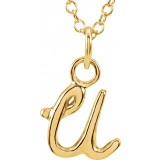 14K Yellow Script Lowercase Initial U 18 Necklace photo