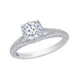 Shah Luxury 14K White Gold Cushion Diamond Engagement Ring with Split Shank (Semi-Mount) photo 2