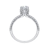 Shah Luxury 14K White Gold Cushion Diamond Engagement Ring with Split Shank (Semi-Mount) photo 4