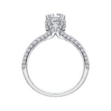 Shah Luxury 14K White Gold Cushion Diamond Engagement Ring with Split Shank (Semi-Mount) photo 4
