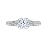 Shah Luxury 14K White Gold Cushion Diamond Engagement Ring with Split Shank (Semi-Mount) photo