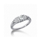 14k White Gold Diamond Semi-Mount Antique Engagement Ring photo