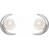 14K White Freshwater Cultured Pearl Earrings photo 2