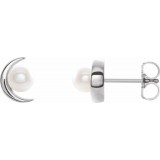 14K White Freshwater Cultured Pearl Earrings photo