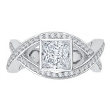 Shah Luxury 14K White Gold Princess Diamond Engagement Ring with Split Shank (Semi-Mount) photo
