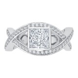 Shah Luxury 14K White Gold Princess Diamond Engagement Ring with Split Shank (Semi-Mount) photo