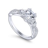 Gabriel & Co. 14k White Gold Contemporary 3 Stone Engagement Ring photo 3
