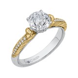 Shah Luxury 14K Two-Tone Gold Round Diamond Engagement Ring (Semi-Mount) photo 2