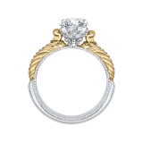 Shah Luxury 14K Two-Tone Gold Round Diamond Engagement Ring (Semi-Mount) photo 4