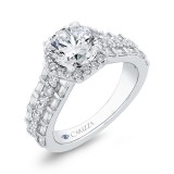 Shah Luxury 14K White Gold Three Row Round Diamond Halo Engagement Ring (Semi-Mount) photo 2
