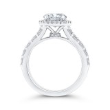 Shah Luxury 14K White Gold Three Row Round Diamond Halo Engagement Ring (Semi-Mount) photo 4