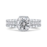 Shah Luxury 14K White Gold Three Row Round Diamond Halo Engagement Ring (Semi-Mount) photo