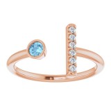 14K Rose Aquamarine & .06 CTW Diamond Bar Ring photo 3