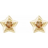 14K Yellow 3 mm Round November Youth Star Birthstone Earrings photo 2