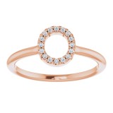 14K Rose .06 CTW Diamond Initial O Ring photo 3