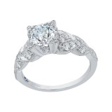 Shah Luxury 14K White Gold Round Diamond Floral Engagement Ring (Semi-Mount) photo 2