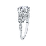 Shah Luxury 14K White Gold Round Diamond Floral Engagement Ring (Semi-Mount) photo 3